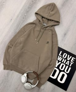 Premium Oversized Fleece Pullover Dark Olive-Beige Hoodie