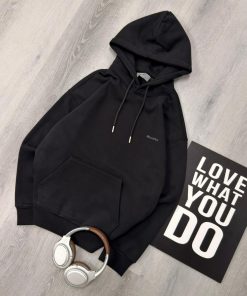 Premium Oversized Fleece Pullover Black Hoodie