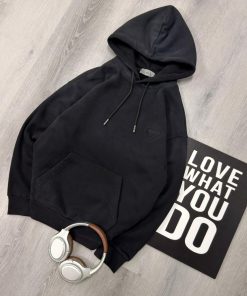 Premium Oversized Fleece Pullover Black Hoodie