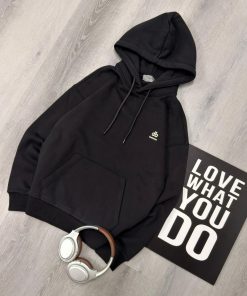 Premium Oversized Fleece Pullover Black Hoodie