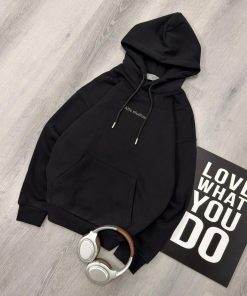 Premium Oversized Fleece Pullover Black Hoodie