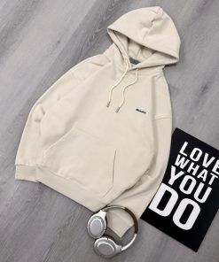 Premium Oversized Fleece Pullover Light Cream Hoodie