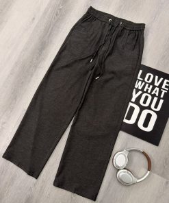 Premium Relaxed Straight-Leg Utility Drawstring Black Pant