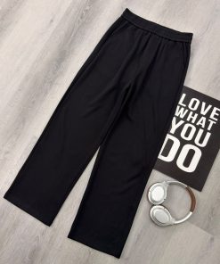Premium Relaxed Wide-Leg Casual Black Trousers Pant