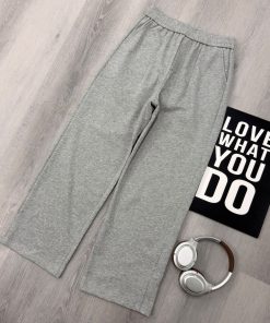 Premium Relaxed Wide-Leg Casual Grey Trousers Pant