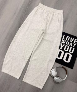 Premium Curved Panel Relaxed-Fit Casual Off-White Sweatpant