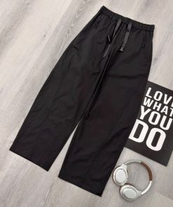 Premium Utility Strap Relaxed-Fit Casual Cargo Black Pant
