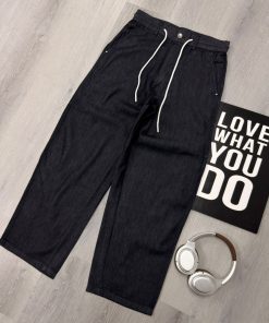 Obsidian Flow Relaxed Noir Black Trouser Pant