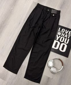 Shadow Tab Pleated Black Trouser Pant