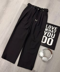 Urban Utility Belted Black Trouser Pant