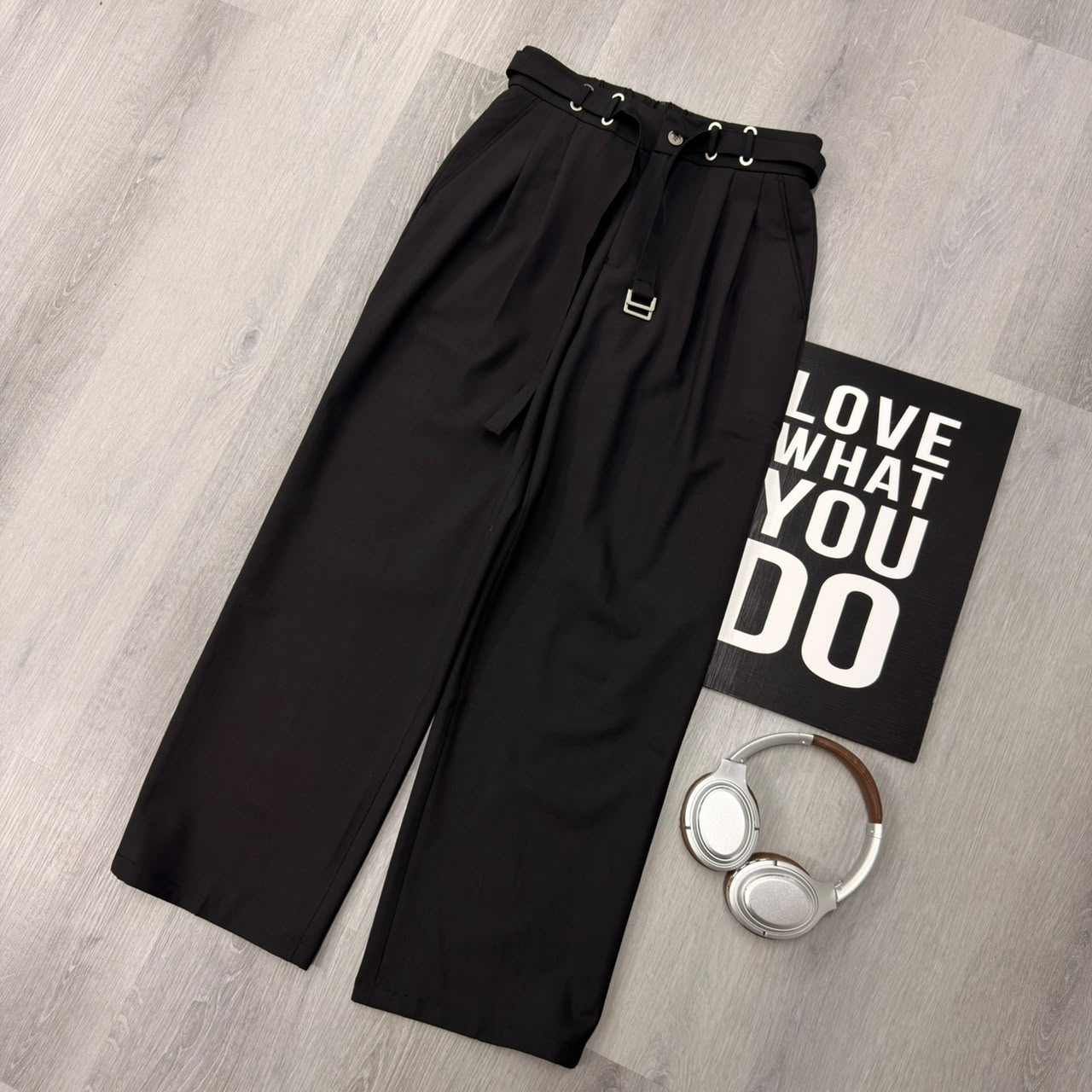 Urban Utility Belted Black Trouser Pant