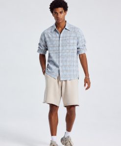 Powder Blue Plaid Casual Shirt