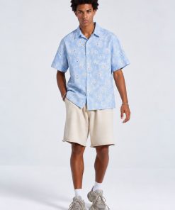Sky Bloom Floral Half Shirt