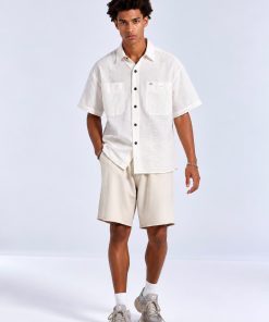 Ivory Twin-Pocket Canvas Off-White Half Shirt