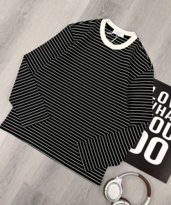 Black & Cream Fine Stripe Long-Sleeve T-Shirt