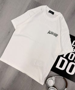 White Alien Script Minimal Graphic T-Shirt