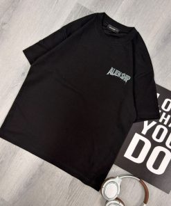 Black Alien Script Minimal Graphic T-Shirt