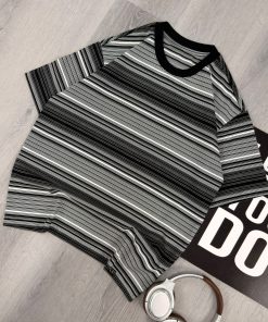 Dark Grey Black Multicolor Stripe T-Shirt