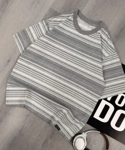 Light Grey White Multicolor Stripe T-Shirt