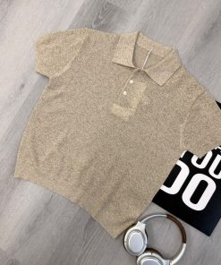 Premium Textured Knit Khaki Polo Shirt
