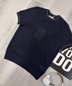 Black Textured Knit Crewneck T-Shirt