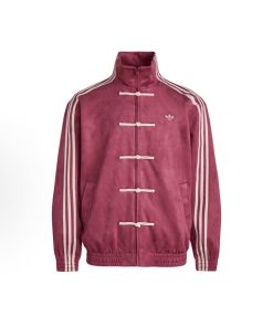 Burgundy Chinese Retro Track Zip-Up Jacket