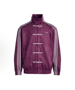 Dark Burgundy Chinese Retro Track Zip-Up Jacket