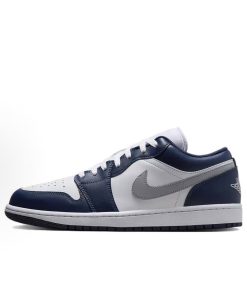 Navy Silver Jordan Low Top Basketball Sneakers Casual Streetwear Lifestyle Shoes